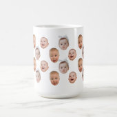 おもしろいカスタムベビー顔写真顔3枚 コーヒーマグカップ (中央)