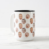 おもしろいカスタムベビー顔写真顔3枚 ツートーンマグカップ (正面左)