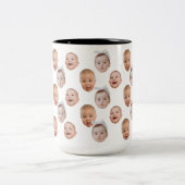 おもしろいカスタムベビー顔写真顔3枚 ツートーンマグカップ (中央)