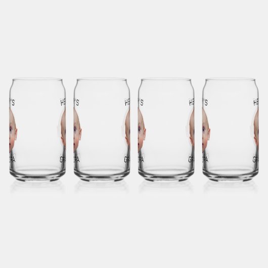 おもしろいカスタムベビー顔 ガラス缶 (左)