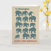おもしろいカスタムペイズリーゾウ15th誕生日カード カード (黄色い花)