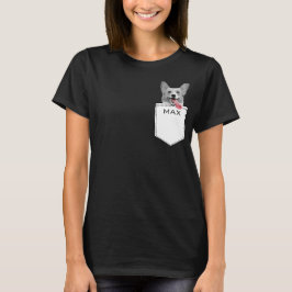 おもしろいカスタムペットの写真と名前ポケット Tシャツ