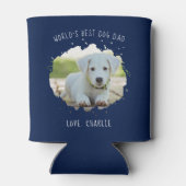 おもしろいカスタムペットフォトスプラッシュワールド最高のドッグパパ 缶クーラー (裏面)