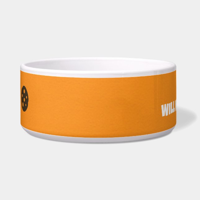 おもしろいカスタムペットボウル- "Will Work for Treat" ボウル (左)