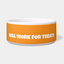 おもしろいカスタムペットボウル- "Will Work for Treat" ボウル