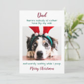 おもしろいカスタムペット写真犬パパメリークリスマスホール シーズンカード (スタンド正面)