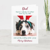 おもしろいカスタムペット写真犬パパメリークリスマス シーズンカード (正面)