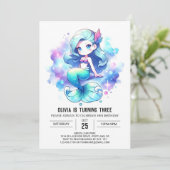 おもしろいカスタムマーメイド誕生日 招待状 (スタンド正面)