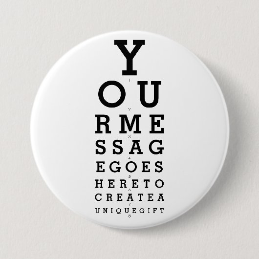 おもしろいカスタムメッセージ視力表 缶バッジ (正面)