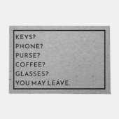 おもしろいカスタムリマインダーリスト鍵電話の財布グレー ドアマット (正面)