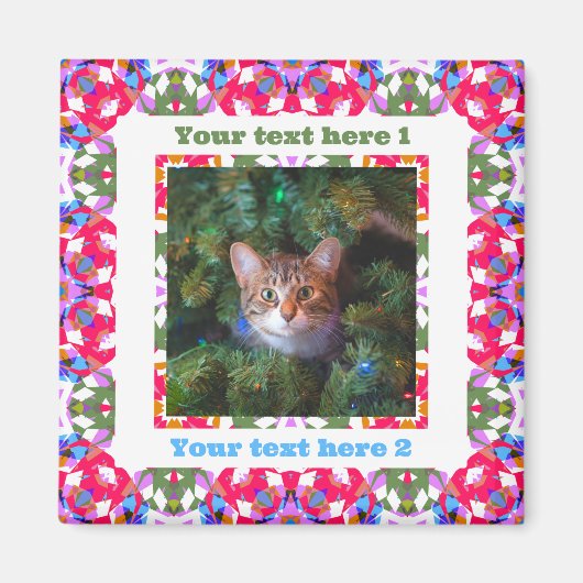 おもしろいカスタムレッドすてきフェスティバルクリスマスフォトギフト マグネット (正面)