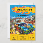 おもしろいカスタムレースカー誕生日招待状 招待状 (正面)