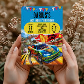 おもしろいカスタムレースカー誕生日招待状 招待状