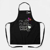 おもしろいカスタムワインオンクラウニークパーソナライズされたブラック エプロン (正面)