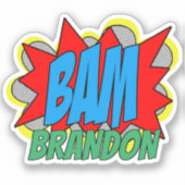 おもしろいカスタムヴィンテージ漫画ブックアーポップ・アートのトスタイルBAM! シール (正面)