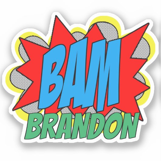 おもしろいカスタムヴィンテージ漫画ブックアーポップ・アートのトスタイルBAM! シール (正面)