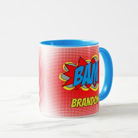 おもしろいカスタムヴィンテージ漫画ブックアーポップ・アートのトスタイルBAM! マグカップ (正面右)