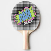 おもしろいカスタムヴィンテージ漫画ブックアーポップ・アートのトスタイルBAM 卓球ラケット (正面)