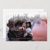 おもしろいカスタム写真の写結婚真延期 案内状 (正面/裏面)