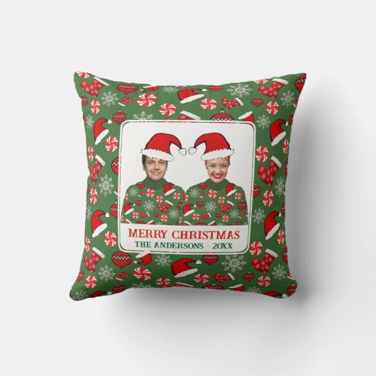 おもしろいカスタム写真メリークリスマス醜いセーター クッション (裏面)