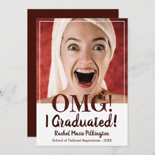 おもしろいカスタム写真卒業 案内状 (正面/裏面)