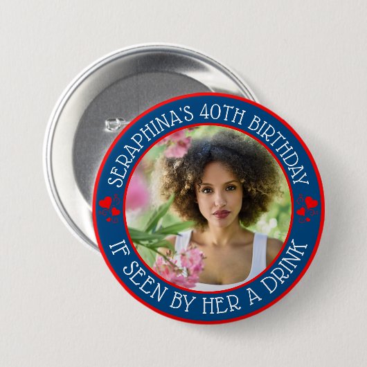 おもしろいカスタム写真40th Birthday Partyの好意 缶バッジ (正面&裏面)