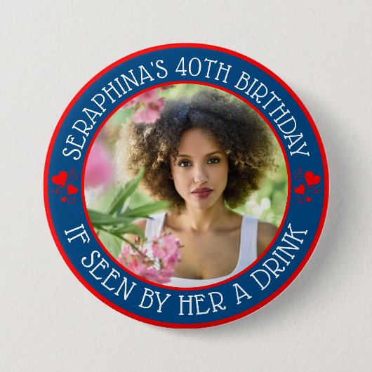 おもしろいカスタム写真40th Birthday Partyの好意 缶バッジ (正面)