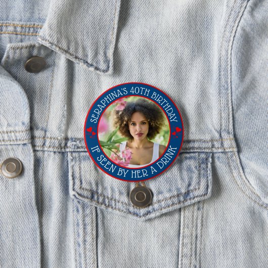 おもしろいカスタム写真40th Birthday Partyの好意 缶バッジ (インサイチュ)