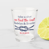 おもしろいカスタム我々は結び目の結婚式 ショットグラス (正面)