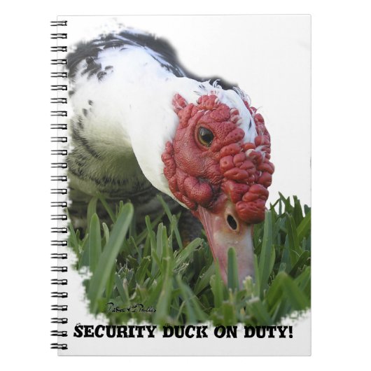 おもしろいカスタム文字セキュリティMuscovy Duck写真 ノートブック (正面)