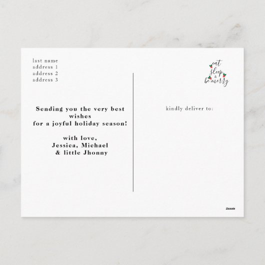 おもしろいカスタム文字チックミニマリストクリスマスツリー シーズンポストカード (裏面)