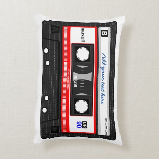 おもしろいカスタム文字レトロヴィンテージ音楽カセットテープ アクセントクッション (裏面(縦))