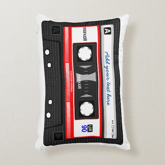おもしろいカスタム文字レトロヴィンテージ音楽カセットテープ アクセントクッション (正面(垂直))
