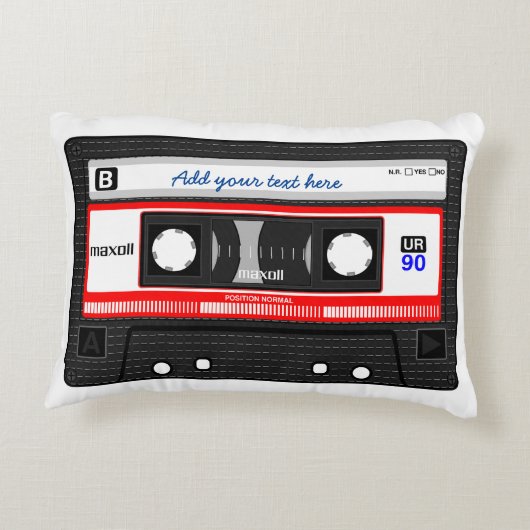 おもしろいカスタム文字レトロヴィンテージ音楽カセットテープ アクセントクッション (裏面)