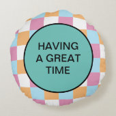 おもしろいカスタム文字 ラウンドクッション (裏面)