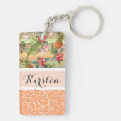 おもしろいカスタム熱帯性パイナップル果実花模様 キーホルダー (裏面)