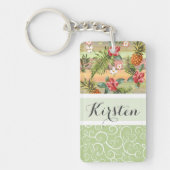 おもしろいカスタム熱帯性パイナップル果実花模様 キーホルダー (正面)