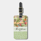 おもしろいカスタム熱帯性パイナップル果実花模様 ラゲッジタグ (正面縦)