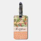 おもしろいカスタム熱帯性パイナップル果実花模様 ラゲッジタグ (裏面縦)