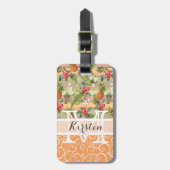 おもしろいカスタム熱帯性パイナップル果実花模様 ラゲッジタグ (正面縦)