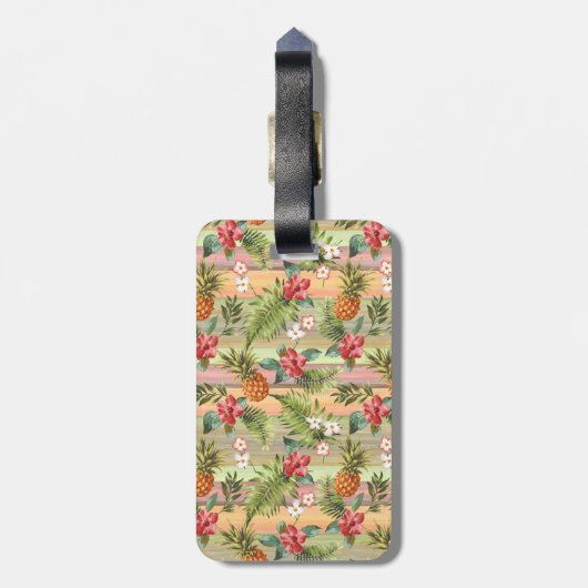 おもしろいカスタム熱帯性パイナップル果実花模様 ラゲッジタグ (裏面縦)