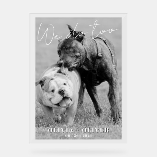 おもしろいカスタム犬の写真結婚歓迎 アクリルサイン (正面)