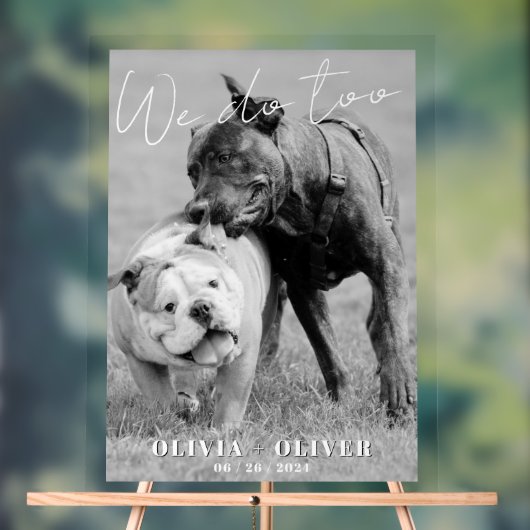 おもしろいカスタム犬の写真結婚歓迎 アクリルサイン (ニュートラル)