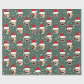 おもしろいカスタム犬の猫3顔クリスマスサンタハッツ ラッピングペーパー (フラット)