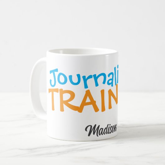 おもしろいカスタム職業名ブルーオレンジ コーヒーマグカップ (正面左)