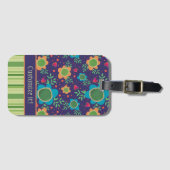 おもしろいカスタム花のパターン名の表示 ラゲッジタグ (正面横)