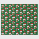 おもしろいカスタム顔キャットフォトサンタハットクリスマス ラッピングペーパー (フラット)