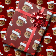 おもしろいカスタム顔キャットフォトサンタハットクリスマス