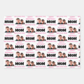 おもしろいカスタム顔ハッピーバースデー母 ラッピングペーパーシート (正面2)