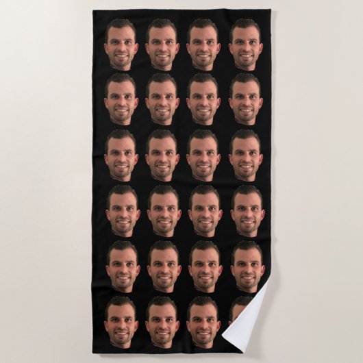 おもしろいカスタム顔ビーチタオルパーソナライズされた ビーチタオル (正面)